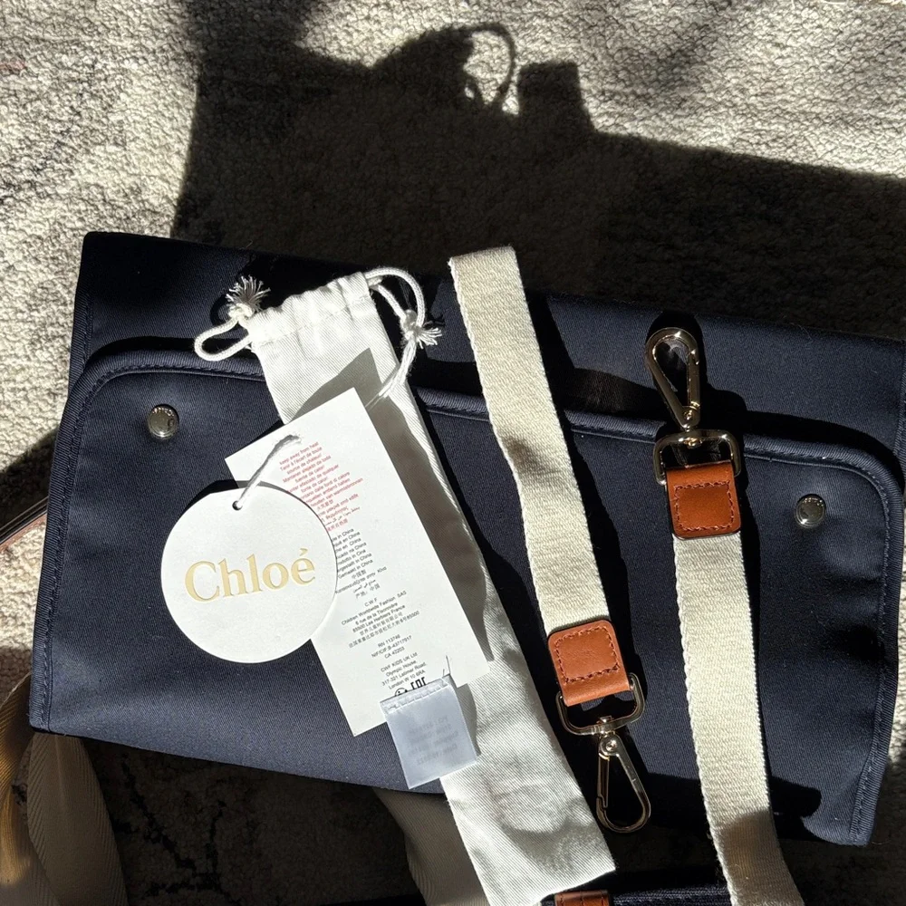 Chloé Navy, Cream & Tan Canvas Tote